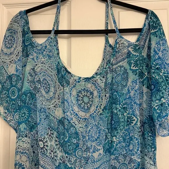 BLEU Rod Beattie Swim Coverup Open Shoulder with Sleeves Women's Size Large‎ - Picture 2 of 6